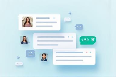 Chat bubbles and notification icons symbolizing guest communication