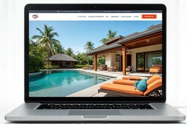 Laptop showcasing a beautifully designed vacation rental website